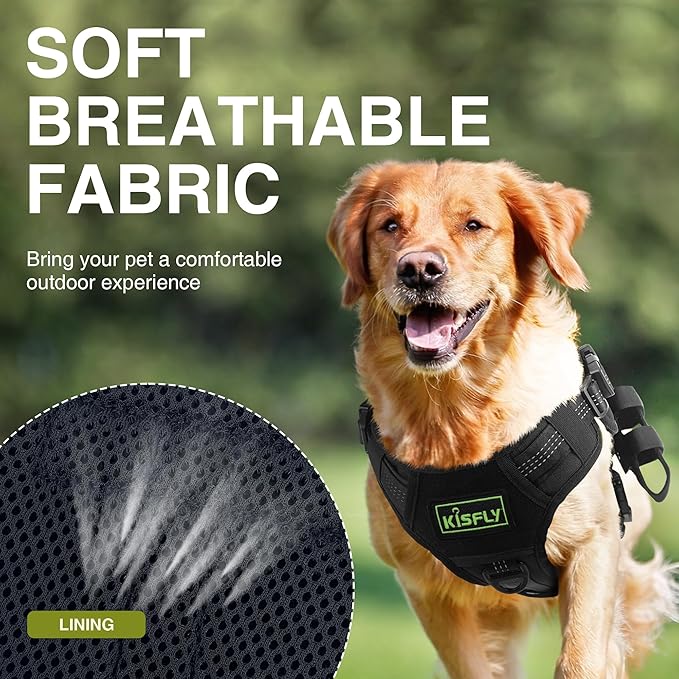 Tactical Dog Harness with Reflective Material, Adjustable Heavy-Duty No Pull Harness, Tear-Resistant Dog Tactical Vest with Handle, Breathable Outdoor Gear for Training, Hiking, Walking, Black M