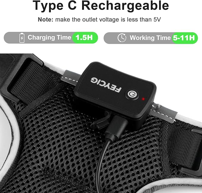 Light Up Dog Harness,Reflective Pet Harness Rechargeable,Led Dog Vest Harness for Night Walking,Adjustable Dog Safety Vest for Small Medium Large Dogs-No Pull,Black,M