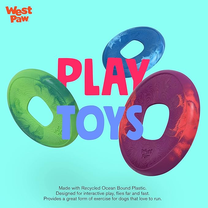 WEST PAW Seaflex Sailz Dog Toy Flying Disc – Machine Washable Dog Toys for Moderate Chewers – Eco-Friendly Zogoflex Toys for Dogs – Perfect for Gnawing, Fetch, Catch, Pet Training – Hibiscus