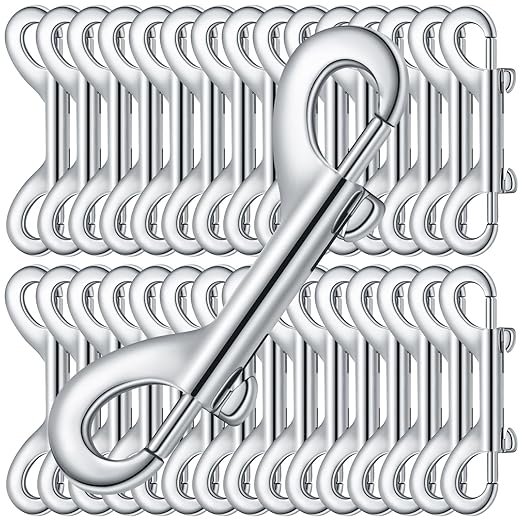 Hotop 80 Pcs 3.5 Inch Double Ended Bolt Snaps Hooks Zinc Alloy Trigger Chain Metal Clips Key Holder for Linking Key Chain Dog Leash Collar Pet Sling Feed Buckets(Silver)