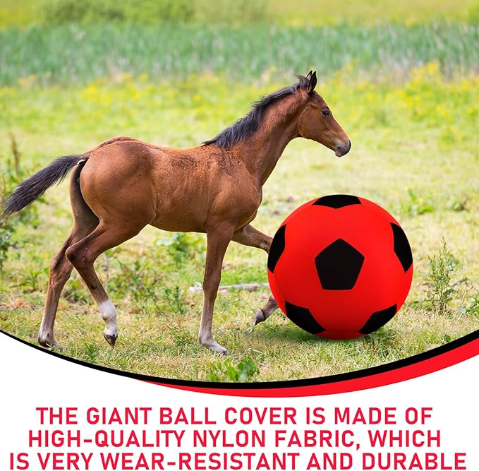 40inch Giant Herding Ball with Ball Cover Anti Burst Please Watch VCR for How to Inflation Horse Toys for Horses Stall Entertainment Play, Pump Included(Red Color,Stylish)