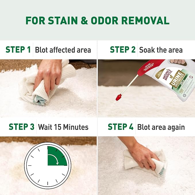 Nature's Miracle Urine Destroyer Plus for Dogs with Flip & Go Sprayer, 64 Ounces, Enzymatic Formula for Dogs Powers Out Tough Dog Urine Messes and Yellow, Sticky Residue