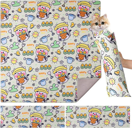 Cat Wrap for Grooming,Cat Wrap for Cutting Nails,Self-Adherent Soft Cat Blanket，Restrain The Cat to Keep Calm,Anti-Bite, Anti-Scratch, Wrap Anti-Escape Grooming Bags for Cats (Within 9lbs)