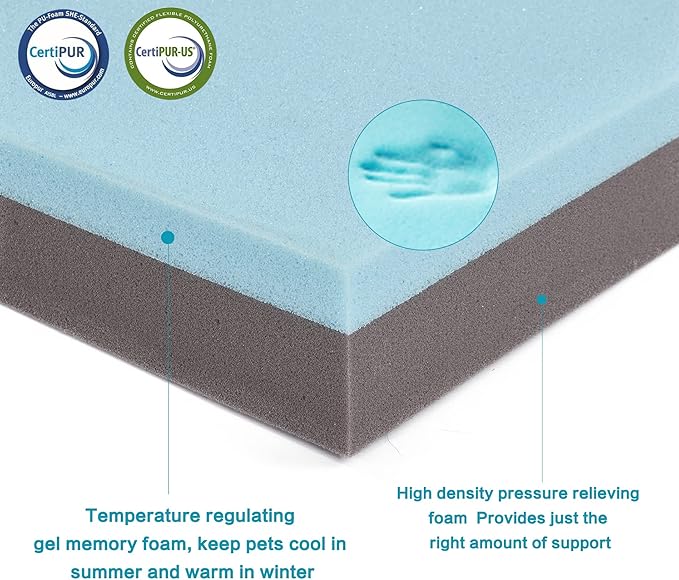 Orthopedic Memory Foam Bed for Large Dogs, Waterproof Cooling Pet Mats for Crate with Removable Washable Cover,Ideal for Arthritic Dogs, L(35inch,65Lbs)
