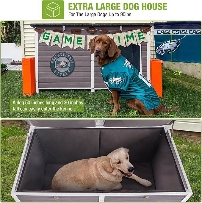 GUTINNEEN Dog House Insulated Outdoor Dog Kennel with Liner for Winter Extra Large