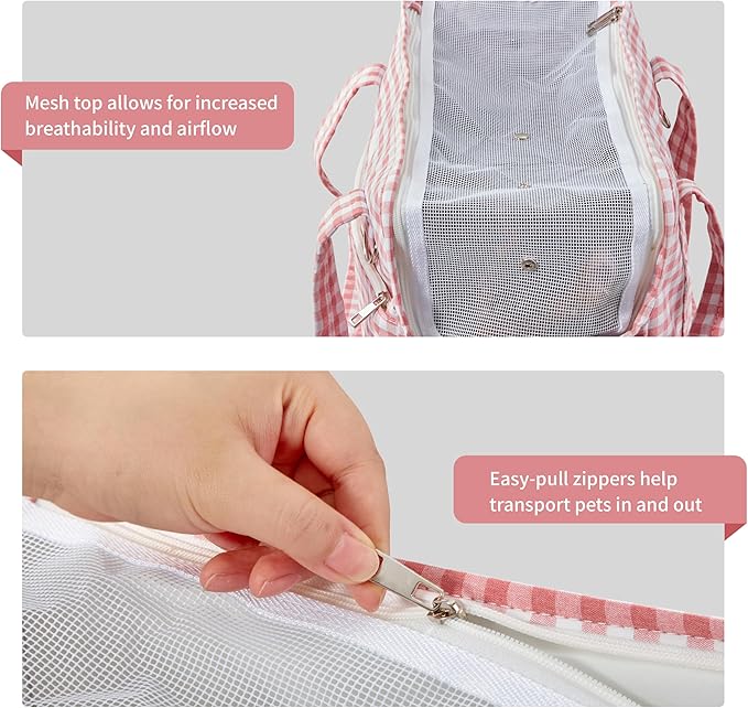 Machamie's Luxury Pet Carrier - Mesh Windows, Soft Cat & Small Dog Carrier, Fashionable Cat & Dog Purse, 15 lb Max