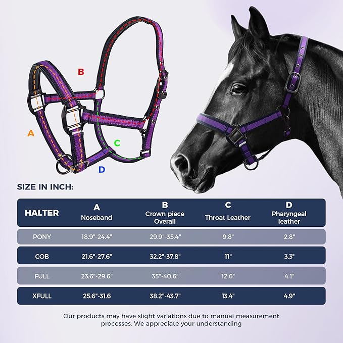 JWODVNTH Adjustable Horse Halter with PP Webbing, Durable Horse Halters with Zinc Alloy Hardware, Horses Training Equipment to Prevent Friction for Training, Competitions ＆ Daily