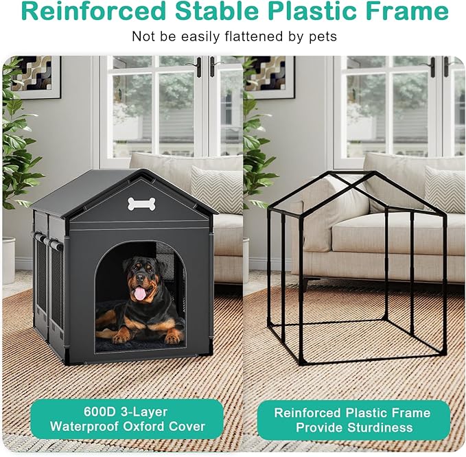 XL Indoor Dog House Dog Kennel Bed Mat with Cushion for Small Medium Large Dogs Cats, Winter Warm Cat Nest Puppy Cave Sofa Pet Products Easy Assembly, 33.9 * 26.8 Inches