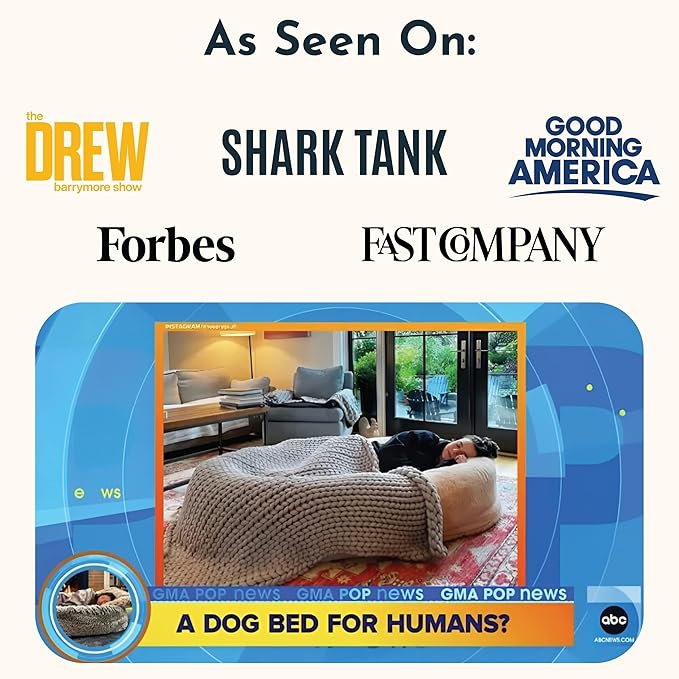 Plufl, The Original Human Dog Bed for Adults, Kids, and Pets. As Seen on Shark Tank. Comfy Plush Large Bean Bag with Memory Foam, Machine Washable, and Durable. Perfect nap and Floor Bed - Pink