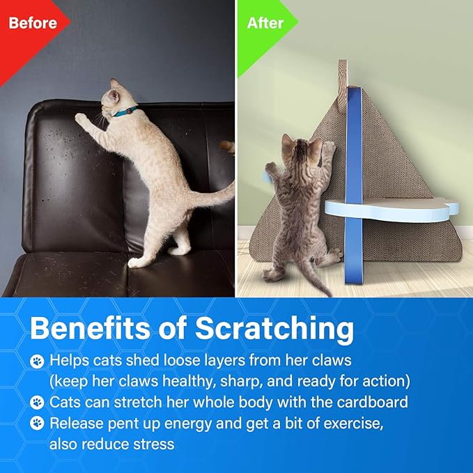 Cat Scratcher Post Board, Mount Fuji Shape Cat Scratching Lounge Bed, Durable Pad Prevents Furniture Damage