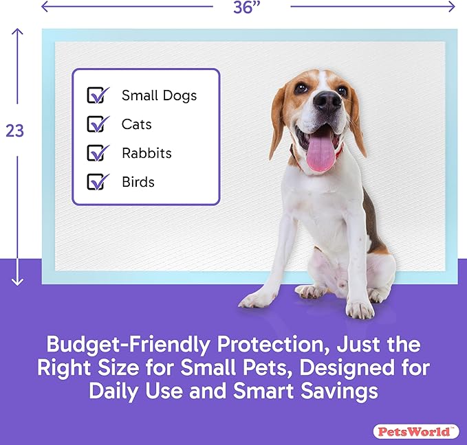 PETSWORLD Puppy Pads, 23x36 Inch, 1200 Count - Puppy Pee Pads for Dogs, Tear Resistant, Economy Value, Super-Absorbent Polymer Gel Core, Perfect for Puppies, Smaller Dogs
