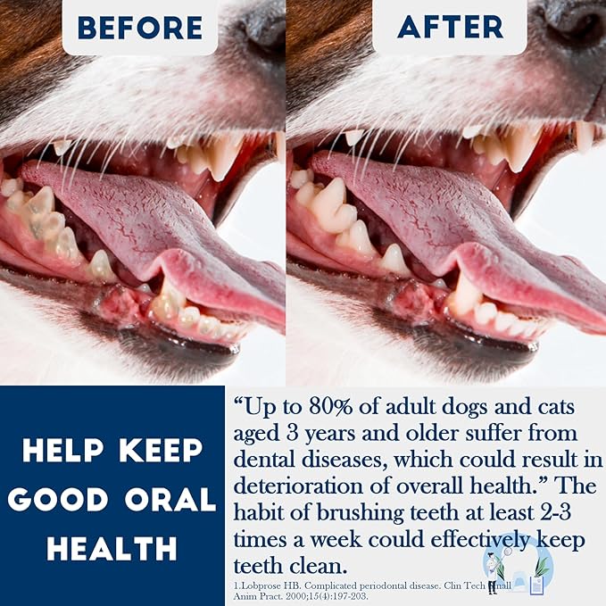 Dog Toothbrush Kit 4 Pack, 10,000 Ultra-Soft Bristles, Dog Tooth Brush for Medium to Large Dogs & Cats, Pet Tooth Brushing Kit for Easy Dental Cleaning, 2 Black Wave Head & 2 White Flat Head