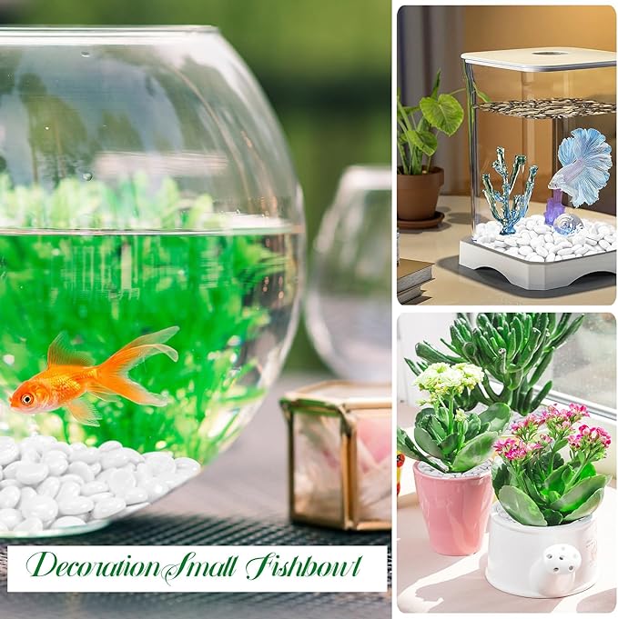 10LB White Flat Glass Marbles for Vases, Gemstone Beads Vase Filler Decorative Glass Pebbles for Fish Tank, DIY Crafts, Aquarium Decor Rocks