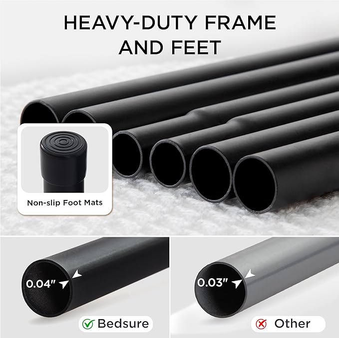 Bedsure Outdoor Elevated Dog Bed Large Sized Dog, Portable Indoor & Outdoor Cooling Raised Cot Pet Hammock Bed with Skid-Resistant Feet, Frame with Breathable Mesh, Striped Grey, 49 inches