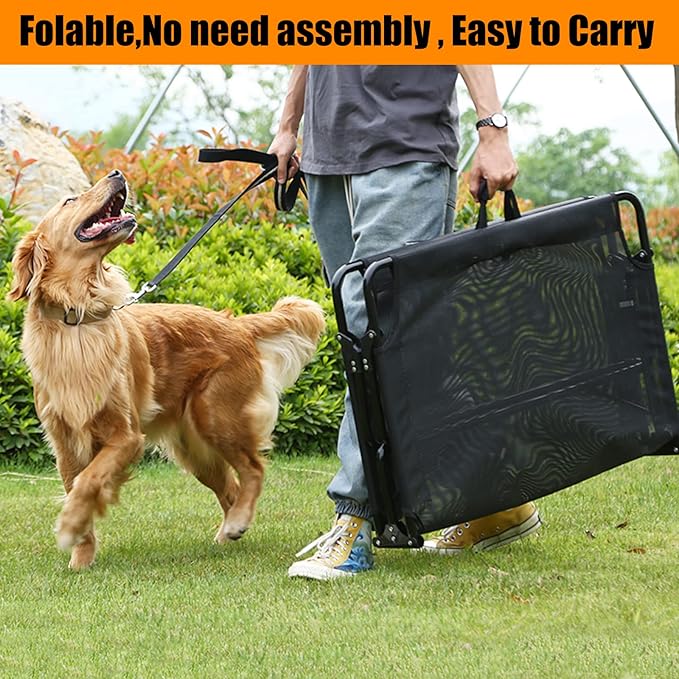 Outdoor Elevated Dog Bed Cooling Raised Dog Cots Black Pet Beds with Breathable Mesh Folding Large Pet Hammock Bed Multiple Sizes for Small Meduim Large Dogs