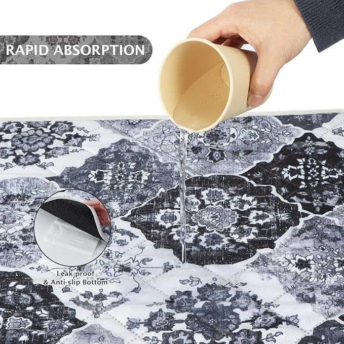 IEUUMLER Washable Pee Pads for Dogs, 2 Pack Reusable Pee Pads for Dogs Non-Slip Grip, Super Absorbent Waterproof Puppy Pads for Potty Training, Playpen, Crate, Whelping Box EU011 Black Grey, 36x48