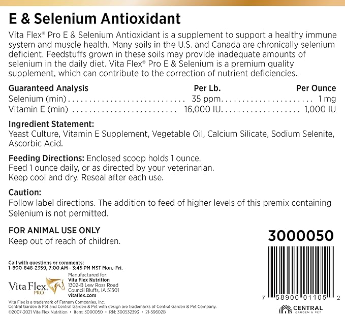 Pro E and Horse Selenium Supplement, Balanced Essential Antioxidants, 20 Pound, 320-Day Supply
