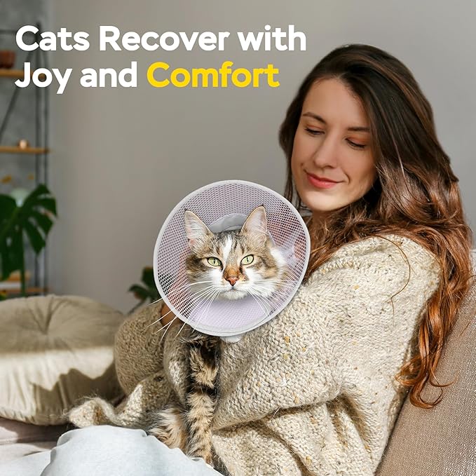 Cat Cone Collar Soft to Stop Licking After Surgery, Waterproof Lightweight Recovery Collar for Cats and Small Dogs, Elizabeth Plastic Cone Alternative, Neck Pillow to Prevent Scratches