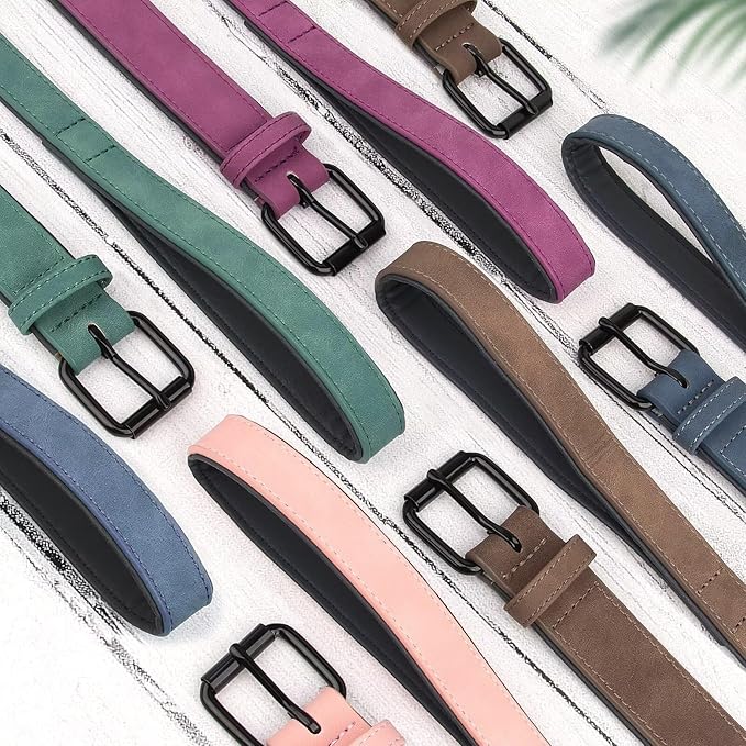 Didog Soft Padded Leather Dog Collar and Leash Set, Adjustable Dog Lead and Collar Set with Metal Buckle, Breathable Pet Collars with 4FT PU Leather Leash for Small Medium Dogs, Green, M