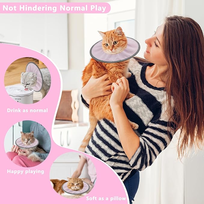 Lightweight Cat Cone Collar Soft, Soft Comfortable Cat Recovery Collar After Surgery, Elizabethan E Collar for Cats, Cone for Cats to Stop Licking (Pale Pink, Medium)