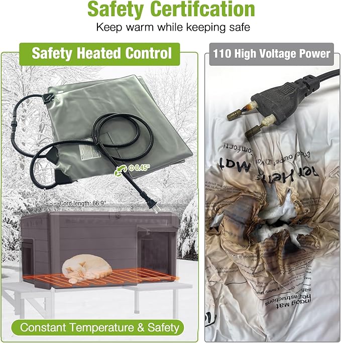 GUTINNEEN Heated Cat House Outdoor Cat House Insulated Weatherproof Feral Cat Shelter with Heated Pad and All-Round Thermal Liner for 1-3 Cats (Winter-Ready)