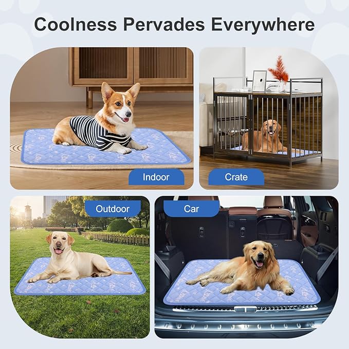 MH MYLUNE HOME Dog Cooling Mat 36x23 Inch - Arc-Chill Cool Fiber, Endothermic Color Changing Pet Pad for Dogs & Cats, Double-Sided Cooling & Warm, Foldable & Washable Summer Blanket