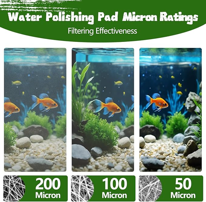 Aquarium Polishing Filter Pad-Ultra Fine 100 Micron Filter Floss for Crystal Clear Water,Cut-to-Size Filter Media for Fish Tank,Safe for Fish/Reef/Turtles(24" x 36", 1 Pack)