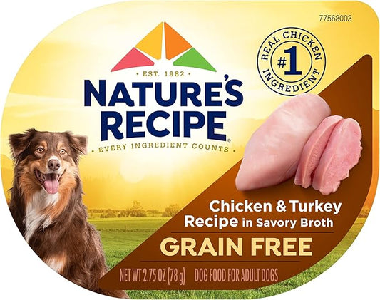 Nature's Recipe Grain Free Wet Dog Food, Chicken & Turkey Recipe, 2.75 Ounce Cup (Pack of 12)