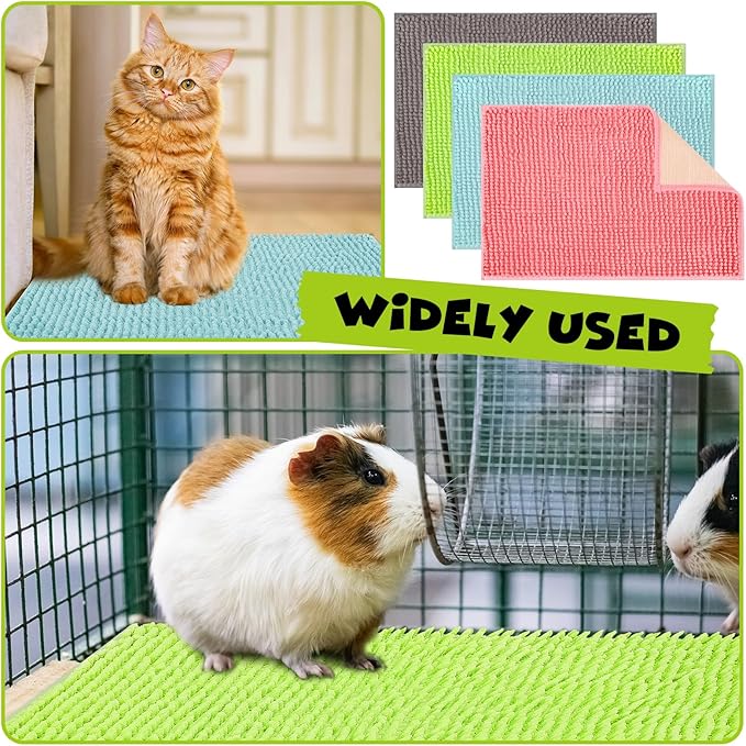 Barydat 8 Pcs Guinea Pig Cage Liner for Guinea Pig Cage Bedding Reusable Rabbit Mat Pad Washable Training Pad Animal Sleeping Bedding Mat(16x12'',Gray, Green, Pink, Blue)