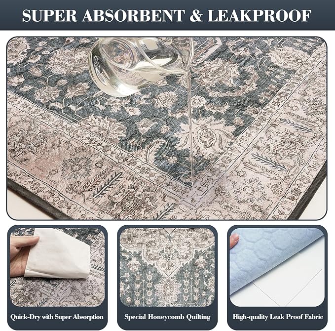 Thicken Washable Pee Pads for Dogs, Super Absorbent & Quick Dry, 54"x72" Reusable Dog Pads, Non-Slip, Multi-Purpose, Dark Navy Polyester