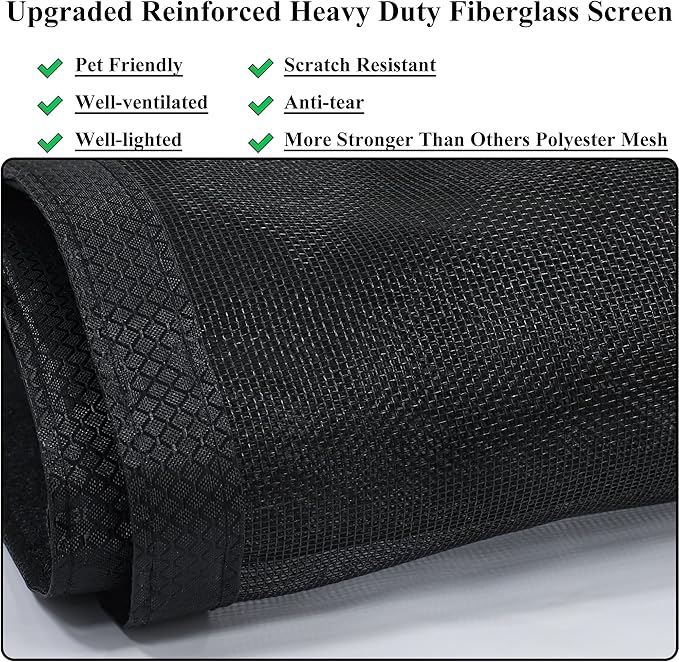 Magnetic Screen Door Upgraded-Model Full Strip Magnets,Fiberglass Heavy Duty Mesh,Retractable Door Screen Magnetic Closure for Single Front Sliding Door