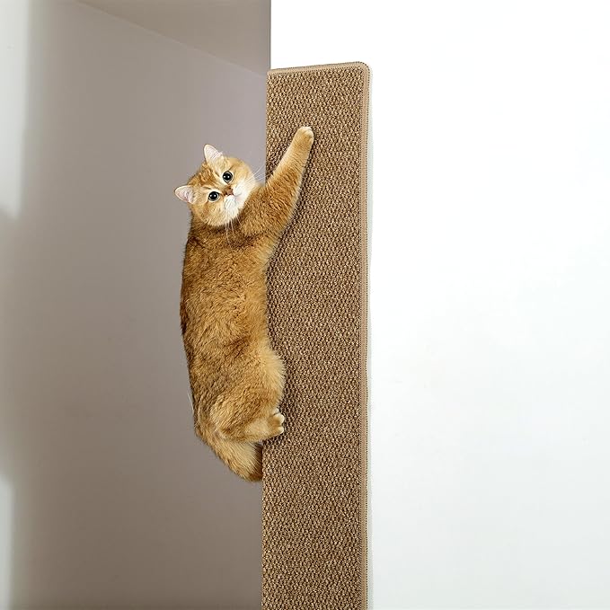 SHENGOCASE Thickened Cat Wall Corner Climbing Carpet, Cat Wall Furniture, Wall Corner Scratcher, Scratching Post (Camel)