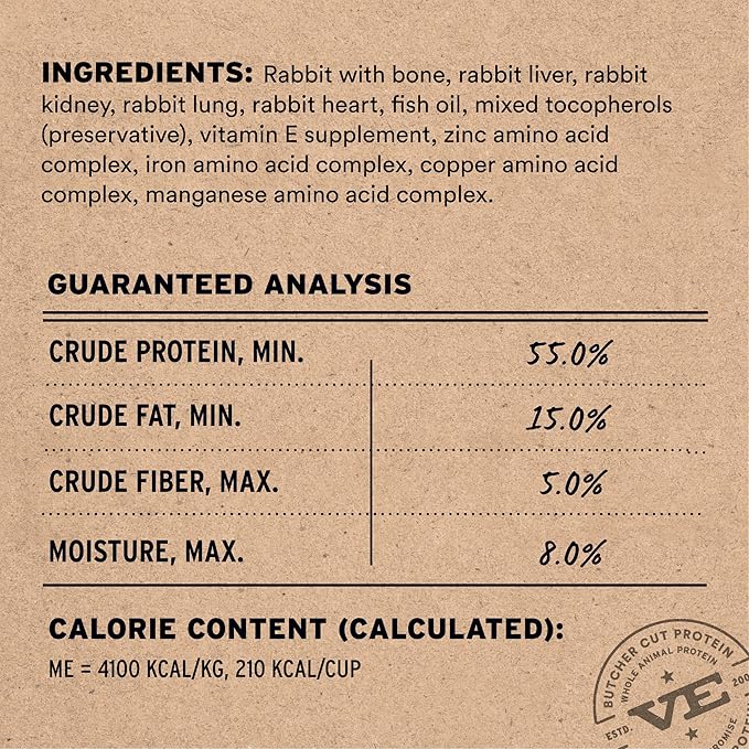 Vital Essentials Freeze-Dried Raw Rabbit Meal or Mixer Dog Food Crunchy Mini Nibs, 14 oz