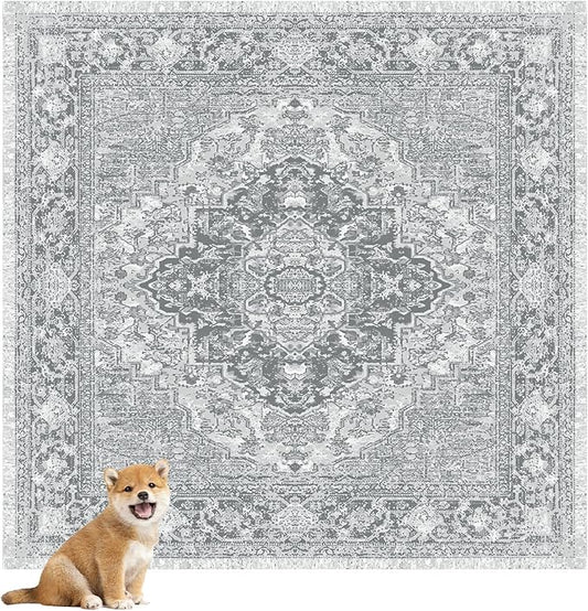 nunubaby Washable Pee Pads for Dogs, Stylish, Non-Slip and Leak-Proof Pee Pads. Reusable Potty Pads for Dogs for Crates and Floors.(Gray/Geo, 72" x72")