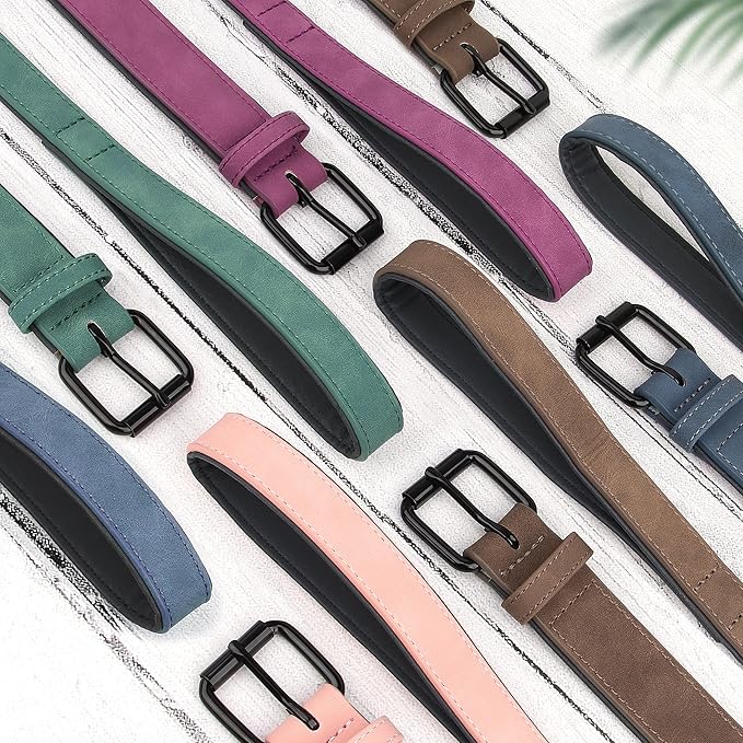 Didog Soft Padded Leather Dog Collar and Leash Set, Adjustable Dog Leash and Collar Set with Metal Buckle, Breathable Dog Collars with 4FT PU Leather Dog Leash for Small Medium Dogs, Blue, M