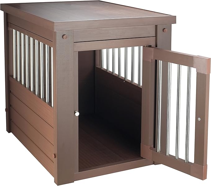 New Age Pet ECOFLEX Dog Crate End Table - Furniture-Style Pet Crate for Crate Trained Dogs - Stainless Steel Tubing & a Latched Closure - 10 Year Manufacturer's Warranty