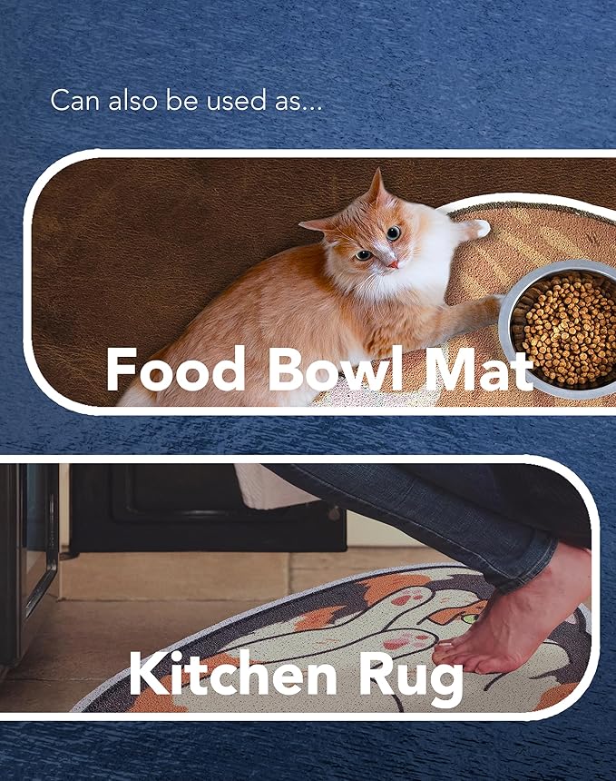 Lukamoo® Cute Cat Litter Mat (30’’x20’’), Large/L, for Kitty Litter & Cute Cat Litter Box, Litter Trapping Mat (Brown Tabby)