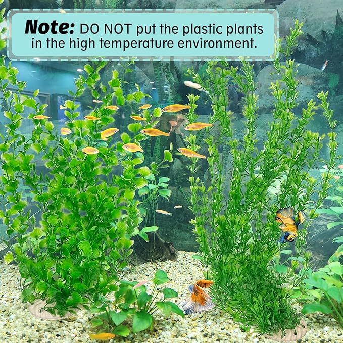 Hamiledyi 23" Tall Aquarium Plastic Plants - 2 Pack Soft Fish Tank Decor, Artificial Green Grass Cluster for Aquariums, Safe Bendable Underwater Plants（Green Style B）