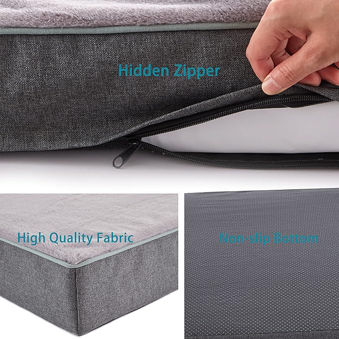 Orthopedic Memory Foam Dog Bed, Cooling Dog Beds for Extra Large Dogs -Waterproof Pet Bed for Crate with Removable Washable Cover, XL(41inch,90Lbs)