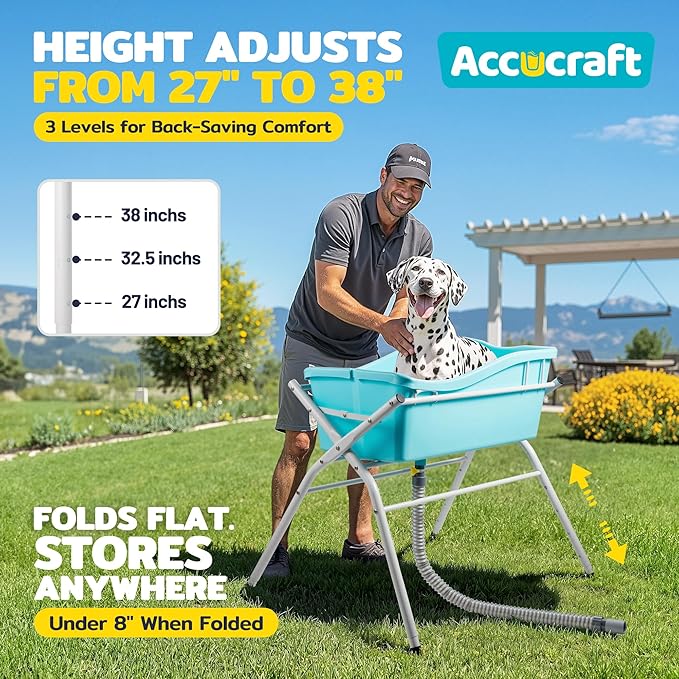 Dog Bath Tub, Portable Dog Washing Bathing Station, 3 Levels Elevated Foldable Dog Bath for Shower and Grooming, Collapsible Shower Bathtub Pet Tub for Small and Medium Size Dogs