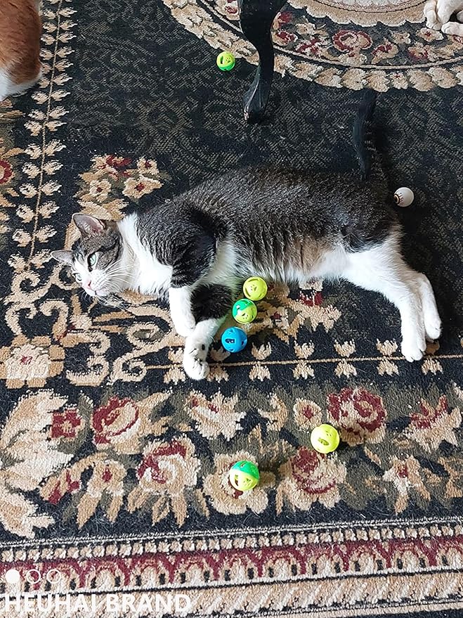 10-Pack Cat Toy Balls with Bells for Kittens and Cats (1.5'' - 2.2'', Cat Toys Mega Set)