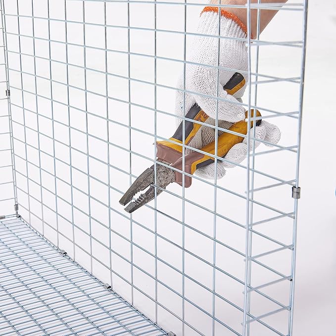 Metal Small Animal Feeder with Lid, Heavy Duty, Large Capacity Food Dispenser, Great for Rabbits, Guinea Pigs, Chinchillas and Other Small Animals (7.4 inch, Green)