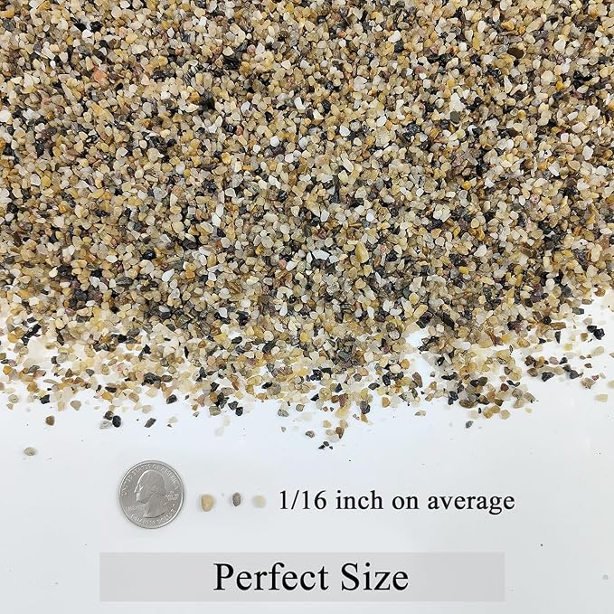 20lbs Fish Tank Sand, 1/16 inch Small Aquarium Gravel. Decorative Pea Gravel River Rocks for Air Plants, Vase Fillers, Landscaping and Succulent Soil Cover