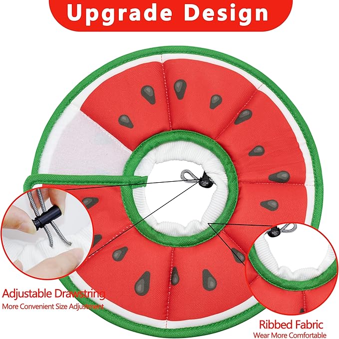 Soft Adjustable Cat Cone Collar, Comfortable Recovery Collar for Cats After Surgery (Watermelon, Small)