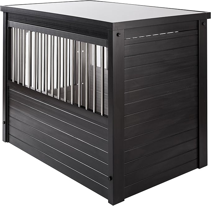 New Age Pet ECOFLEX Dog Crate End Table - Furniture-Style Pet Crate for Crate Trained Dogs - Stainless Steel Tubing & a Latched Closure - 10 Year Manufacturer's Warranty.