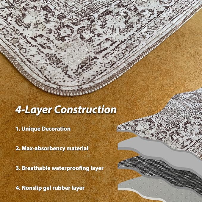 nunubaby Washable Pee Pads for Dogs, Stylish, Non-Slip and Leak-Proof Pee Pads. Reusable Potty Pads for Dogs for Crates and Floors.(Brown/Geo, 24" x36")