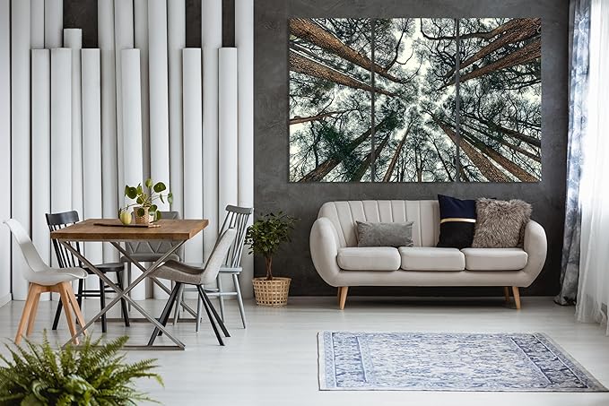 Nature Wall Art Prints - Ocean Forest Mountain Lake Canvas Landscapes - Small to Extra Large Living Room Bedroom Kitchen Bathroom Décor (Trees and Sky, 31L" x 47W" - 3 Panels)