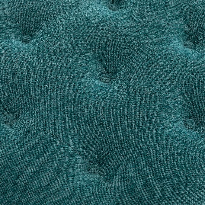 58’’ Storage Bench for Bedroom, Upholstered Button-Tufted Ottoman with Solid Wood Legs, Queen Size End of Bed Shoe Cabinet, Window Seat Foot Rest Stool for Entryway, Living Room (Teal)