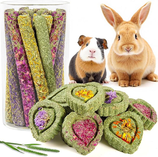 Sofier Timothy Hay Treats Rabbit Toys Bunny Guinea Pig Hamster Natural Chews for Teeth Handmade Rabbit Chews and Treats Chinchilla Rat Gerbil
