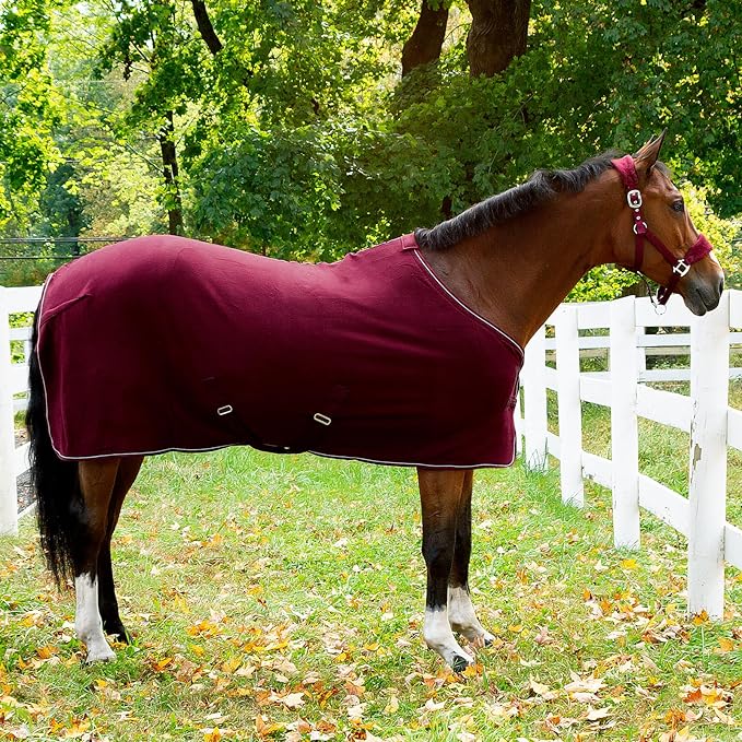 HORZE Kiel Adjustable Horse Halter with Fleece Padding - Dark Red - Cob